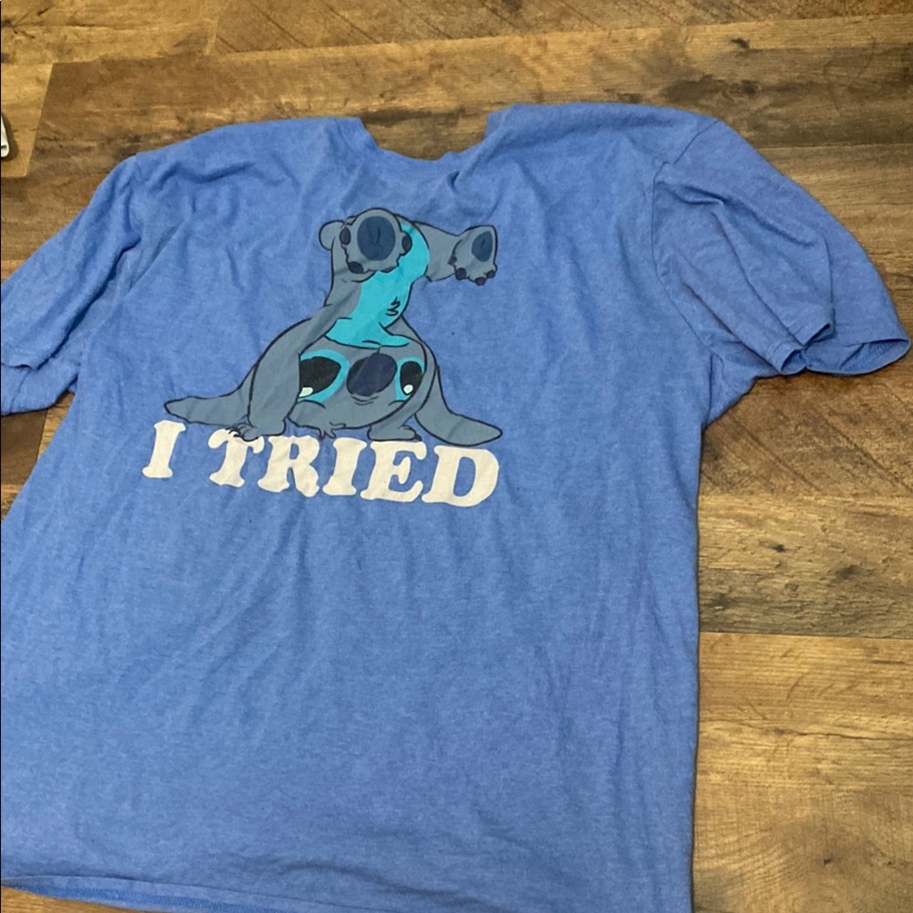 Blue Graphic T-Shirt with stitch Design